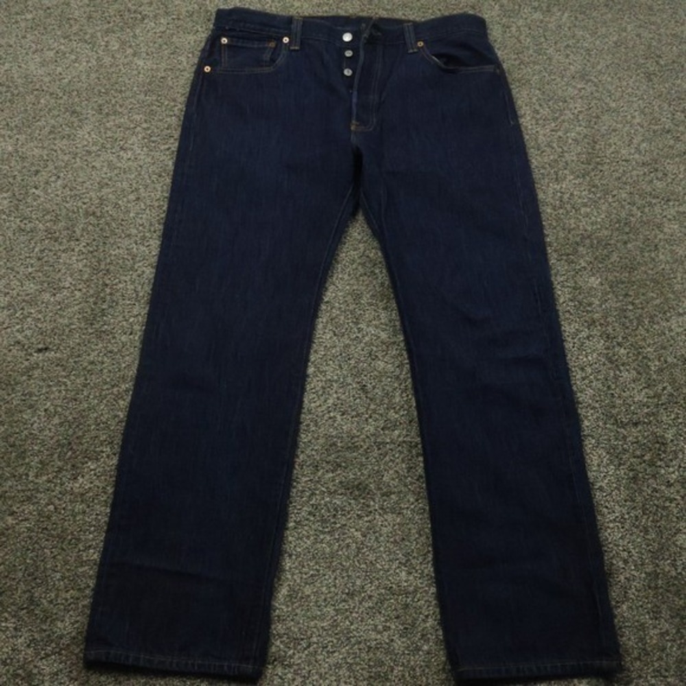 Levis jean mens 38X31.5  501 Straight Fit Button Fly Dark Wash Denim vintage y2k